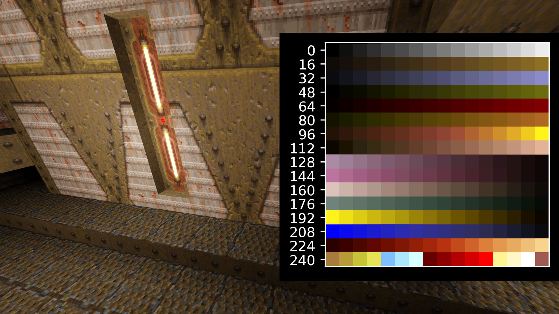shot of light in Quake with palette overlaid
